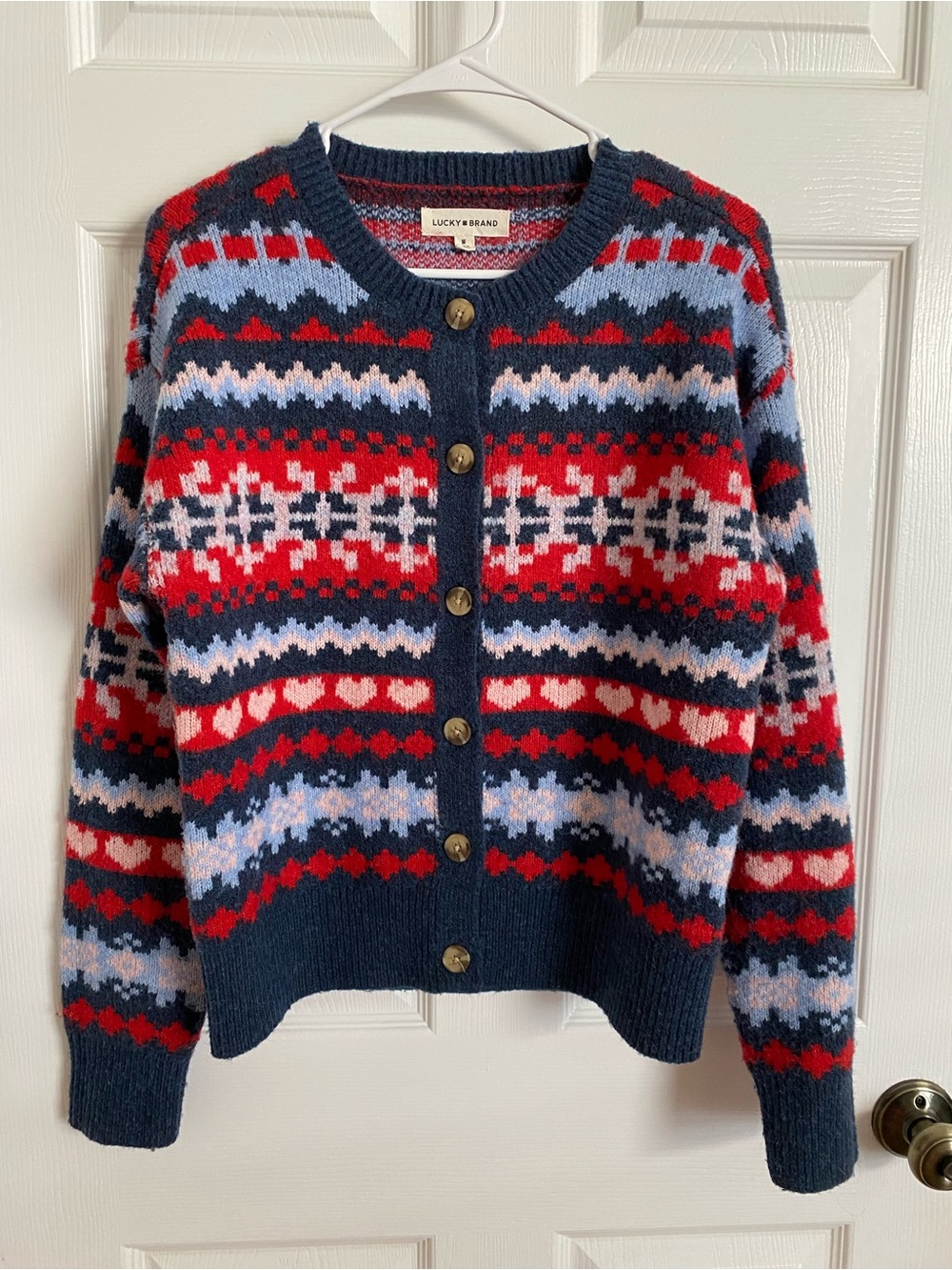Lucky Brand Fair Isle / Nordic Button-Front Cardigan Sweater